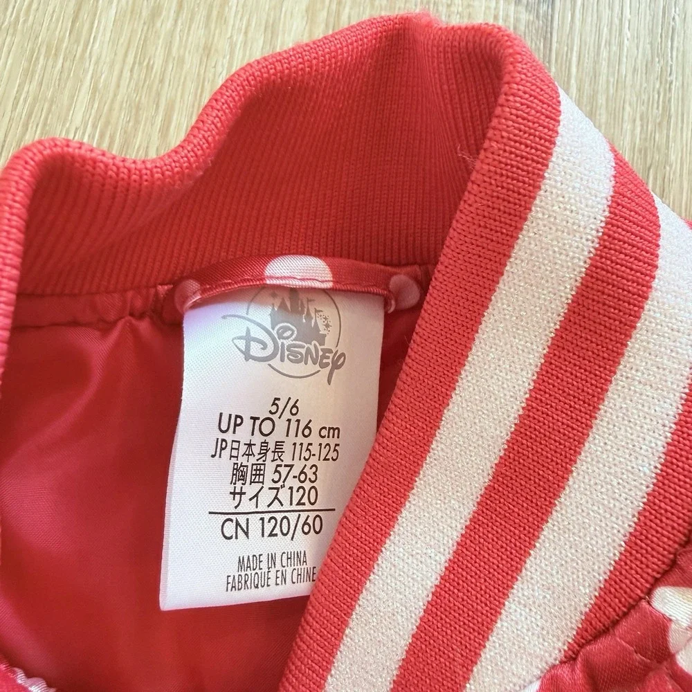 Disney Minnie Mouse Quilted Jacket Red White Polka Dots Girls sz 5/6 Disneyland